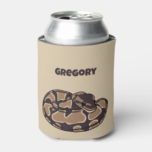 Ball Python Snake Brown and Tan Personalized Can Cooler