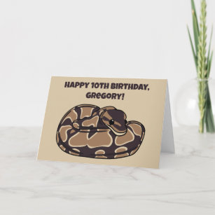 Ball Python Snake, Brown and Tan Personalized Card