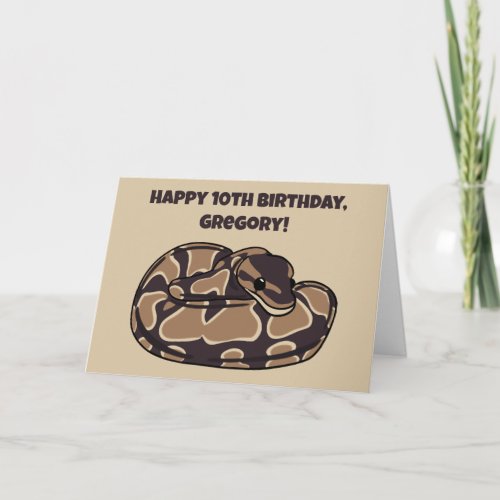 Ball Python Snake Brown and Tan Personalized Card