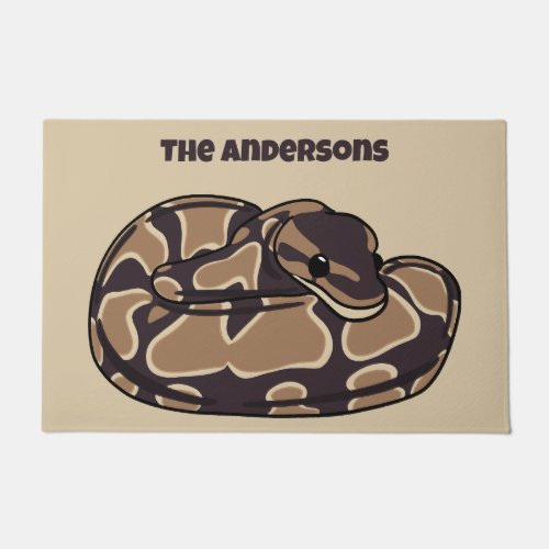 Ball Python Snake Brown and Tan Personalized Doormat