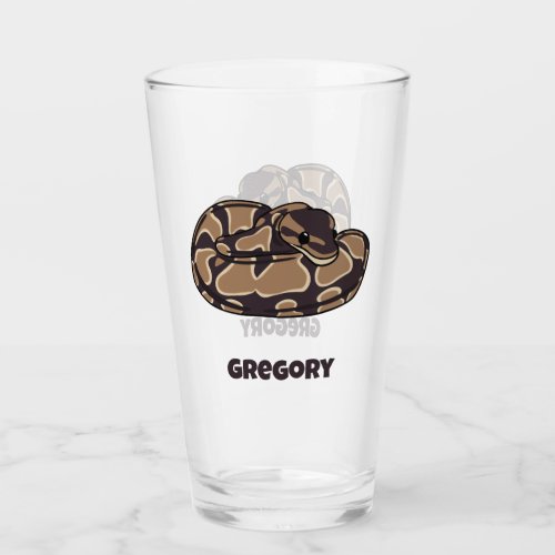 Ball Python Snake Brown and Tan Personalized Glass