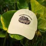 Ball Python Snake, Brown and Tan Personalized Hat<br><div class="desc">This baseball cap features my hand drawn realistic style illustration of a coiled ball python snake in dark brown and tan. This hat is ready to be personalized with your own funny slogan, a name or other custom message in dark brown lettering. Makes a great gift for pet snake owners....</div>