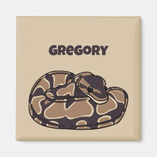 Ball Python Snake, Brown and Tan Personalized Magnet