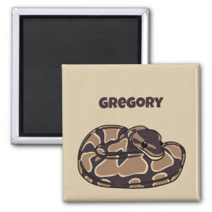 Ball Python Snake, Brown and Tan Personalized Magnet