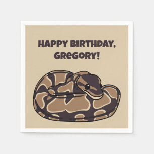 Ball Python Snake, Brown and Tan Personalized Napkins