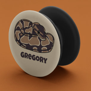 Ball Python Snake, Brown and Tan Personalized PopSocket