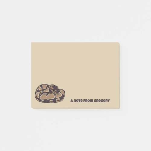 Ball Python Snake Brown and Tan Personalized Post_it Notes