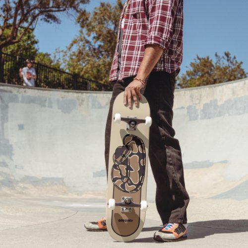 Ball Python Snake Brown and Tan Personalized Skateboard