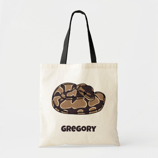 Ball Python Snake, Brown and Tan Personalized Tote Bag (Front)