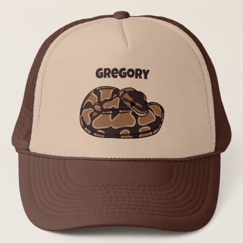 Ball Python Snake Brown and Tan Personalized Trucker Hat