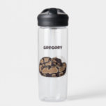 Ball Python Snake, Brown and Tan Personalized Water Bottle<br><div class="desc">This water bottle features a realistic style illustration of a coiled ball python snake in dark brown and tan. It's ready to be personalized with a name in dark brown lettering. Makes a great gift for pet snake owners.</div>