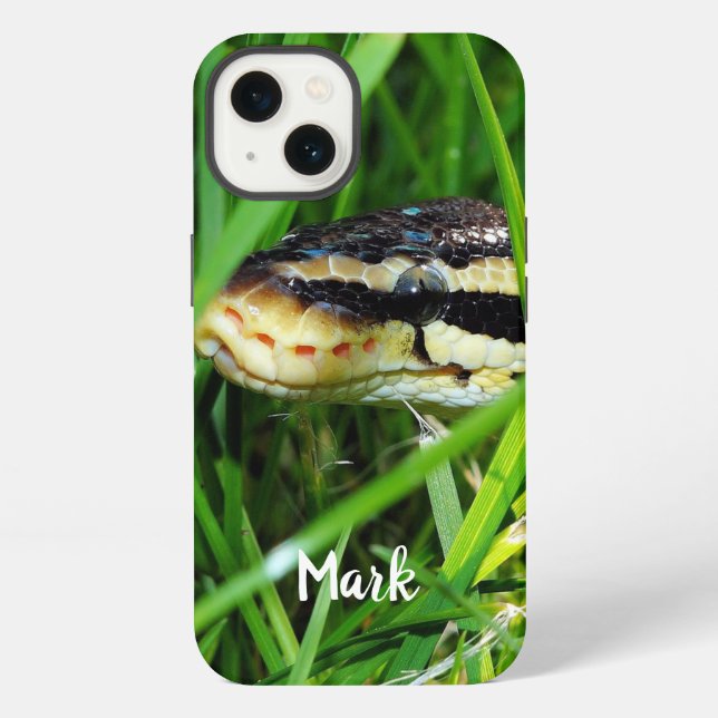 Ball Python Snake in the Grass Iphone Case (Back)