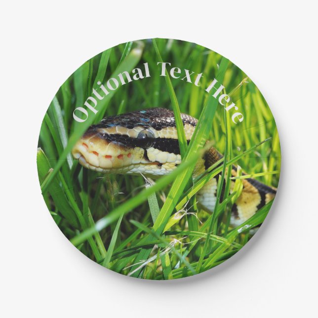 Ball Python Snake in the Grass Paper Plates (Front)