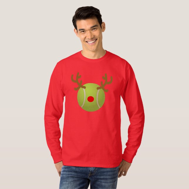 ball reindeer tennis T-Shirt Funny Christmas Gift (Front Full)
