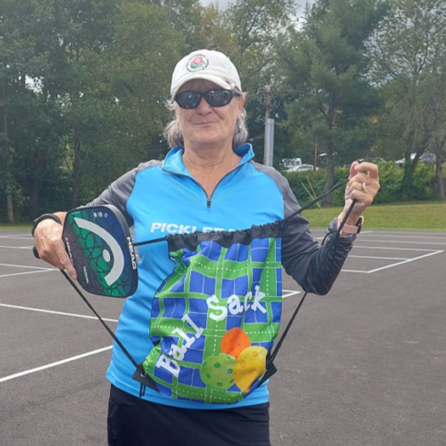 Ball Sack for Pickleballs - Blue and Green Tote Ba Drawstring Bag (Creator Uploaded)