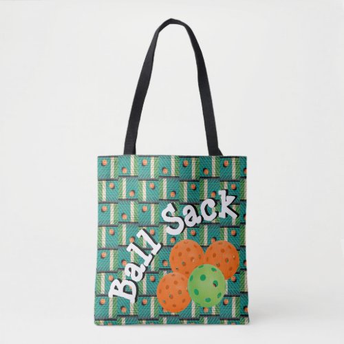 Ball Sack for Pickleballs _ Teal Orange  Green  Tote Bag