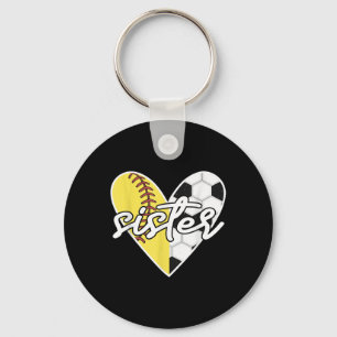 Ball Sister Softball Soccer Mama Player Keychain