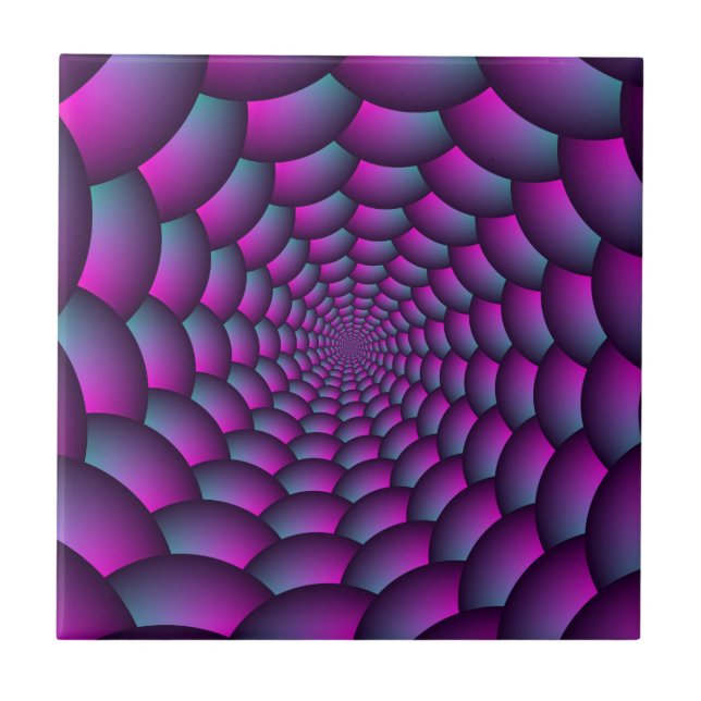 Ball Spiral in Pink Blue and Purple Ceramic Tile (Front)