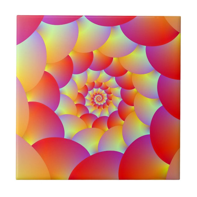 Ball Spiral in Red Yellow and Orange Ceramic Tile (Front)