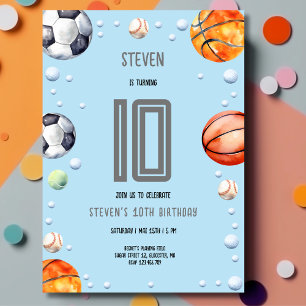 Ball sports football kids birthday invitation