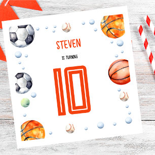 Ball sports kids birthday napkins