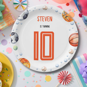 Ball sports kids birthday paper plates