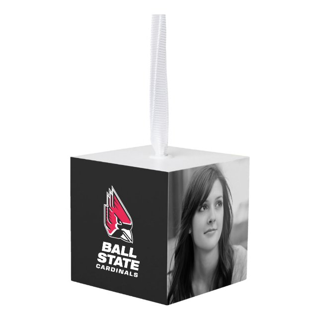 Ball State Cardinals Athletic Mark Cube Ornament (Back Angled)