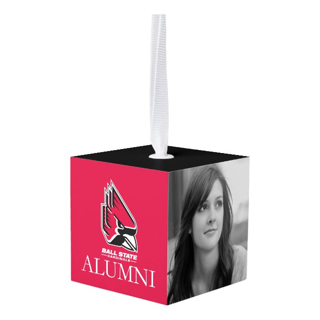 Ball State University Alumni Cube Ornament (Back Angled)