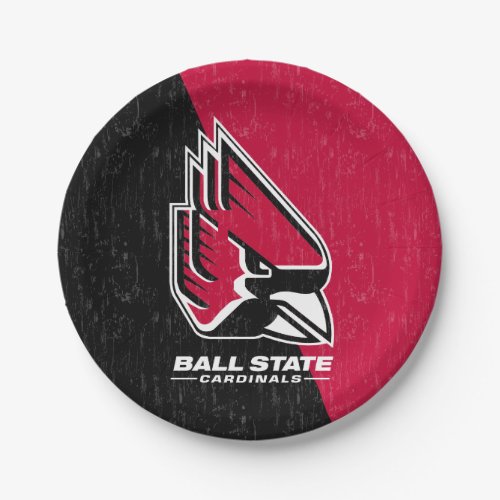 Ball State University Color Block Distressed Paper Plates