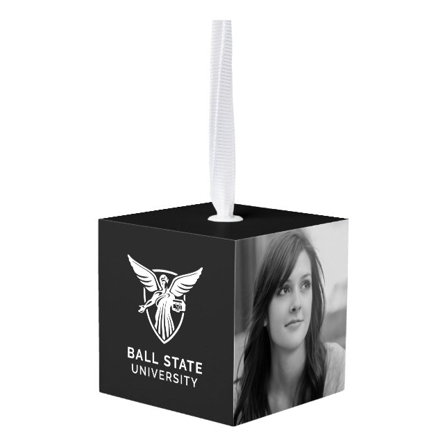Ball State University Logo Cube Ornament (Back Angled)