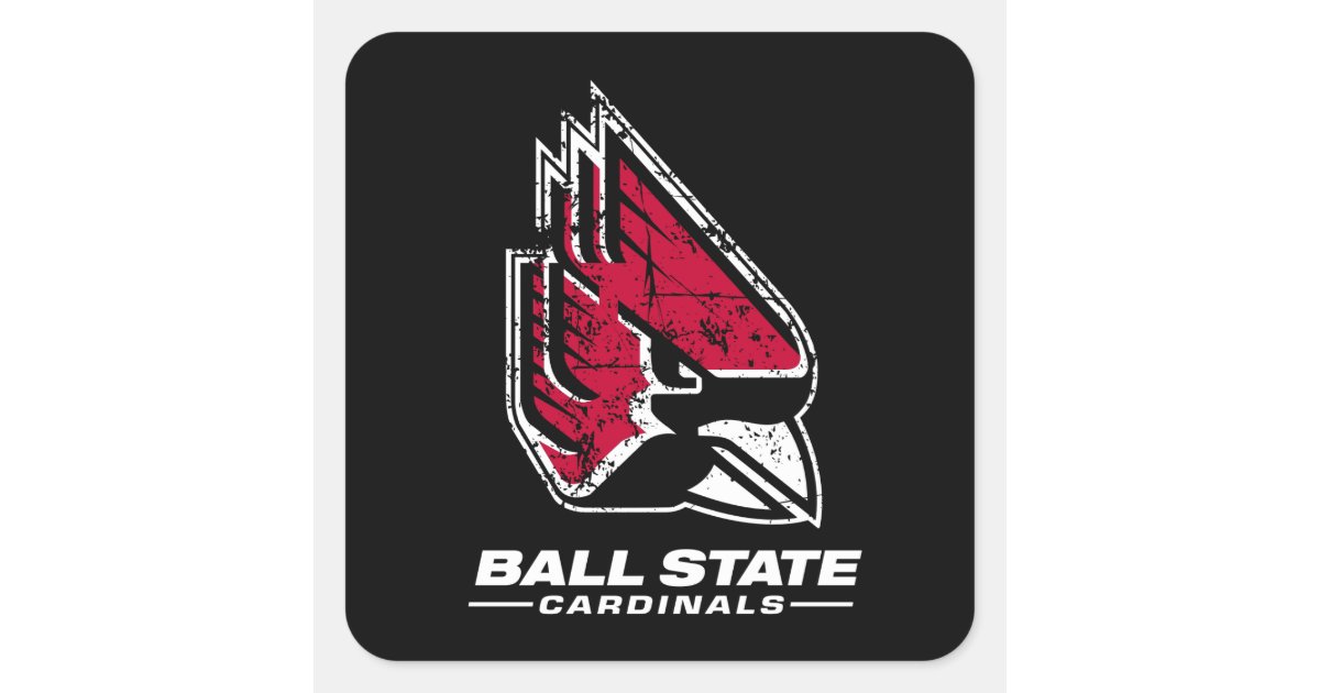 Ball State University Logo Distressed Square Sticker | Zazzle.com