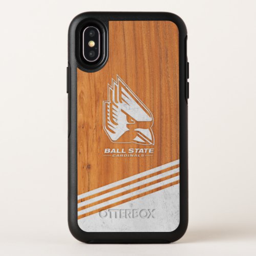 Ball State University Logo Wood Cement Stripe OtterBox Symmetry iPhone X Case