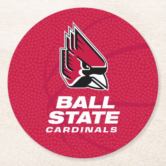 Ball State University State Basketball Round Paper Coaster (Front)