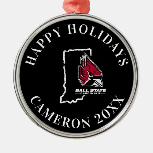 Ball State University State Love Metal Ornament