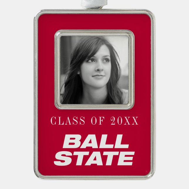 Ball State Wordmark Christmas Ornament (Front)