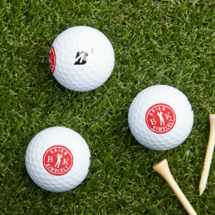 Ball with Golfers Name & initials - red monogram