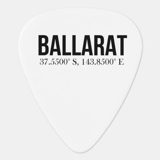 Ballarat Tourism Shop Coordinates Guitar Pick (Front)