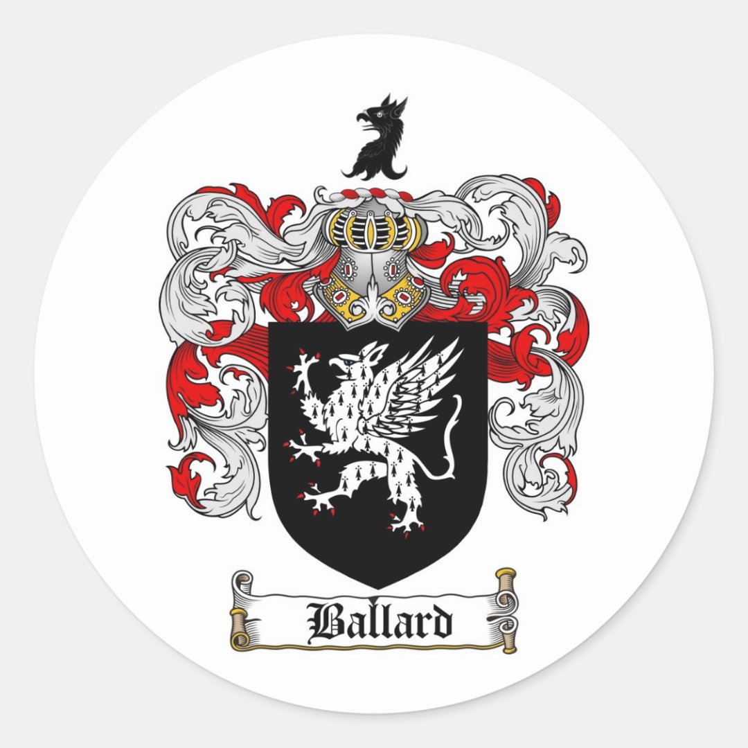 BALLARD FAMILY CREST - BALLARD COAT OF ARMS CLASSIC ROUND STICKER | Zazzle