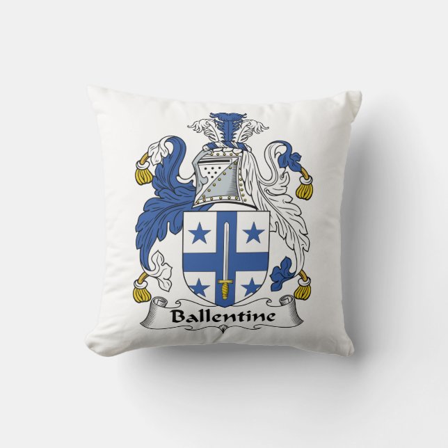 Ballentine Family Crest Throw Pillow (Front)