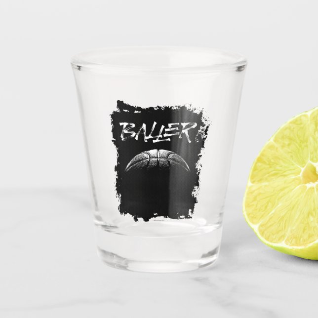 Baller (basketball) shot glass (Front)