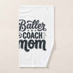 Baller Coach Mom Vintage Soccer Shirt Design_1 Hand Towel