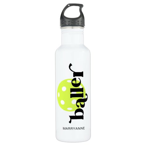 Baller Pickleball Personalized Name Stainless Steel Water Bottle