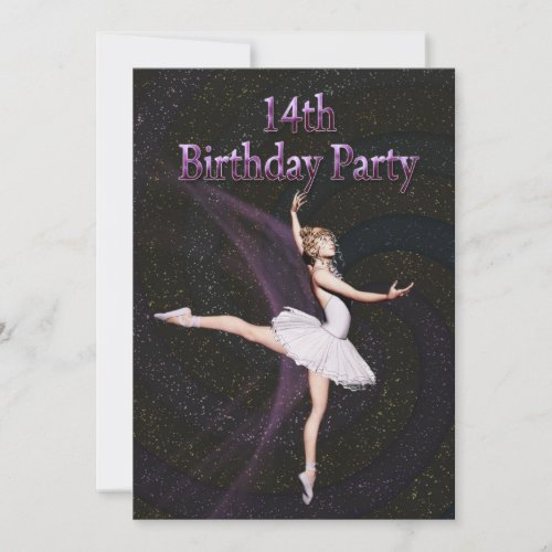 Ballerina 14th Birthday party invitation