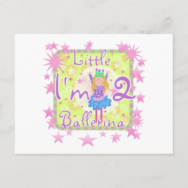 Ballerina 2nd Birthday Tshirts and Gifts Postcard (Front)
