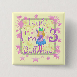 Ballerina 3rd Birthday Tshirts and Gifts Pinback Button