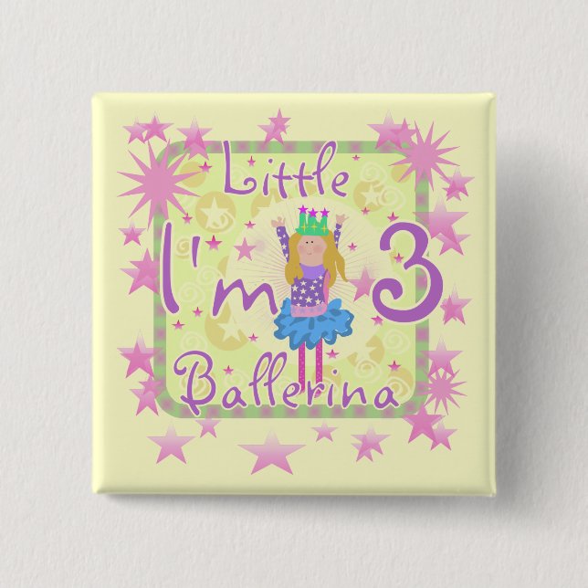 Ballerina 3rd Birthday Tshirts and Gifts Pinback Button (Front)