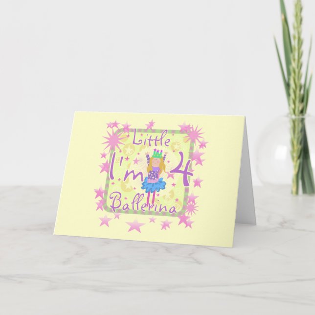 Ballerina 4th Birthday Tshirts and Gifts Card (Front)