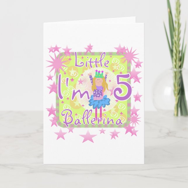 Ballerina 5th Birthday tshirts and Gifts Card (Front)