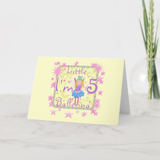 Ballerina 5th Birthday tshirts and Gifts Card (Front)