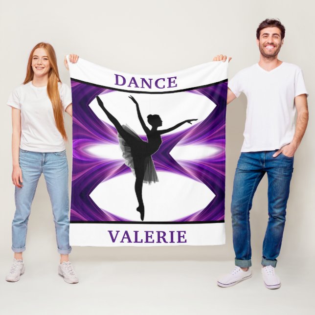 Ballerina Abstract Dancing Purple / White / Black Fleece Blanket (In Situ)